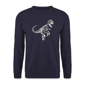 Dinosaurier Skelett Tyrannosaurus Rex Dino Fossil - Unisex Pullover - Navy - Vorne - Alina (178cm) & Michal (187cm)