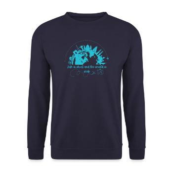Abenteuer Weltreise Design - Unisex Pullover - Navy - Vorne - Alina (178cm) & Michal (187cm)