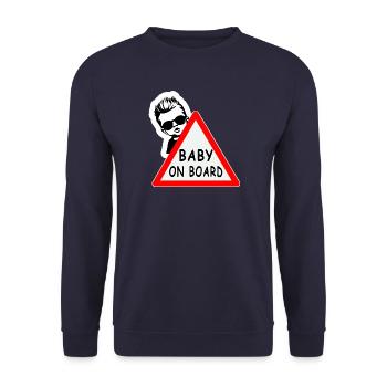 Autoaufkleber BABY ON BOARD - Unisex Pullover - Navy - Vorne - Alina (178cm) & Michal (187cm)