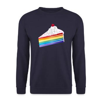 Morceau de gâteau arc-en-ciel à la crème et à la cerise - Sweat-shirt Unisexe - marine - Devant - Alina (178cm) & Michal (187cm)