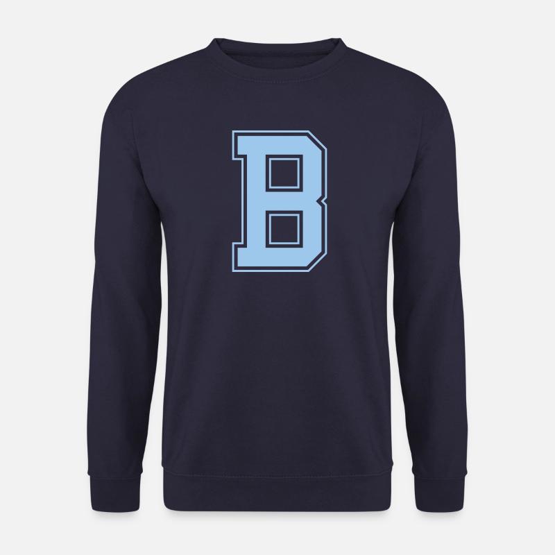 Monogramm Hellblau Varsity College Initiale B - Unisex Pullover - Navy