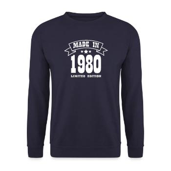 Vintage Vibes made in 1980 - Unisex Sweatshirt - navy - Front - Alina (178cm) & Michal (187cm)
