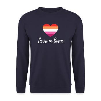 LGBT Pride Month - Love is Love (Lesbian Heart) - Unisex Sweatshirt - navy - Front - Alina (178cm) & Michal (187cm)