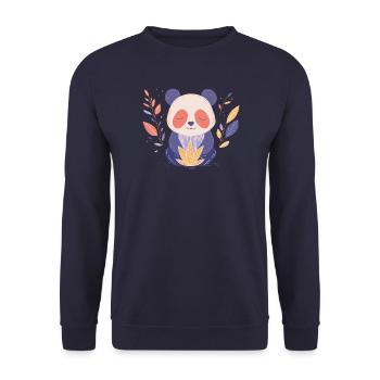 Yogi Panda - Unisex Sweatshirt - navy - Front - Alina (178cm) & Michal (187cm)