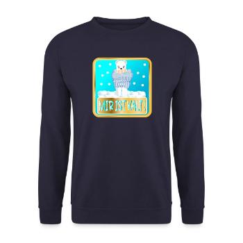 MIR IST KALT - WINTER EISBÄREN - Unisex Pullover - Navy - Vorne - Alina (178cm) & Michal (187cm)