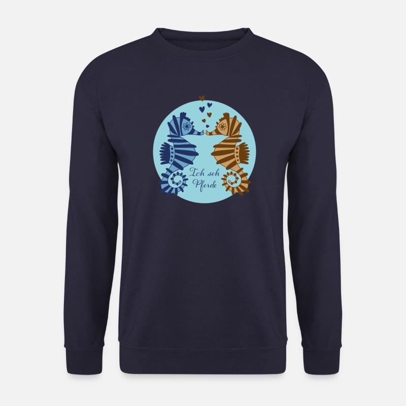 Seepferdchen Liebespaar Illustration - Unisex Pullover - Navy
