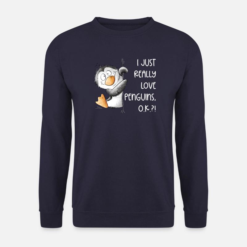 Pingouin Drolliger J’aime vraiment les pingouins - Sweat-shirt Unisexe - marine