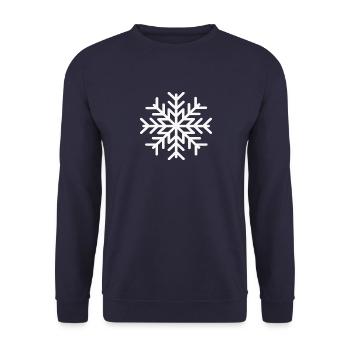 Geometrische Schneeflocke – Frostiges Muster - Unisex Pullover - Navy - Vorne - Alina (178cm) & Michal (187cm)