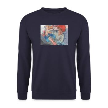 Blaue Gitarre - Unisex Pullover - Navy - Vorne - Alina (178cm) & Michal (187cm)