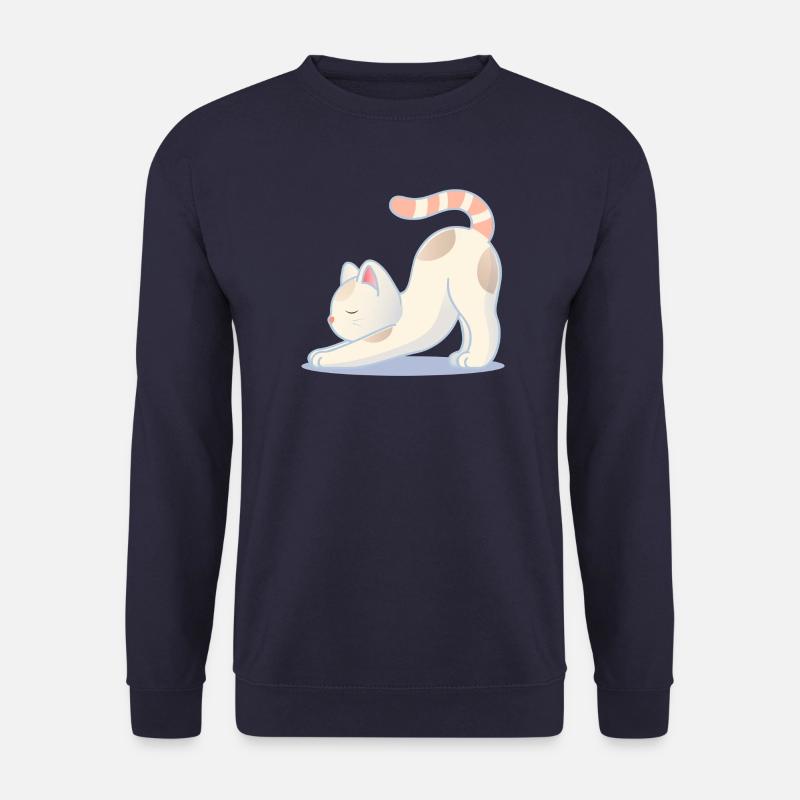 Eine Katze in einer dehnenden Yoga-Pose - Unisex Pullover - Navy