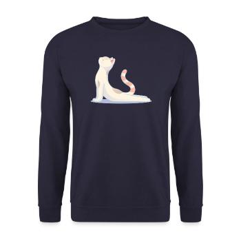 Katze macht Yoga – Harmonie & Balance - Unisex Pullover - Navy - Vorne - Alina (178cm) & Michal (187cm)