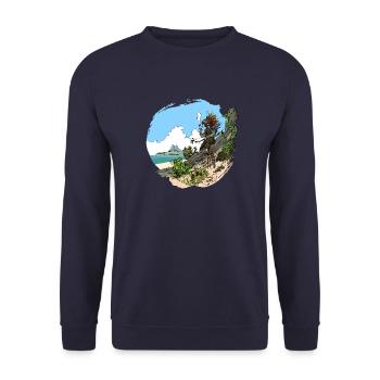 Stammes-Küstenfelsenfischer - Unisex Pullover - Navy - Vorne - Alina (178cm) & Michal (187cm)