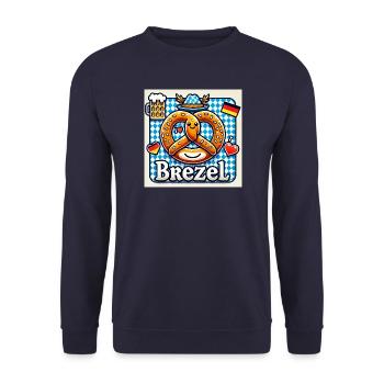 I Love Brezel - Unisex Pullover - Navy - Vorne - Alina (178cm) & Michal (187cm)