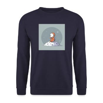Weltraum-snobische Astronautenillustration - Unisex Pullover - Navy - Vorne - Alina (178cm) & Michal (187cm)