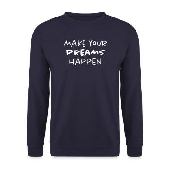 Träume Werden Wahr – Handgeschriebene Motivation - Unisex Pullover - Navy - Vorne - Alina (178cm) & Michal (187cm)