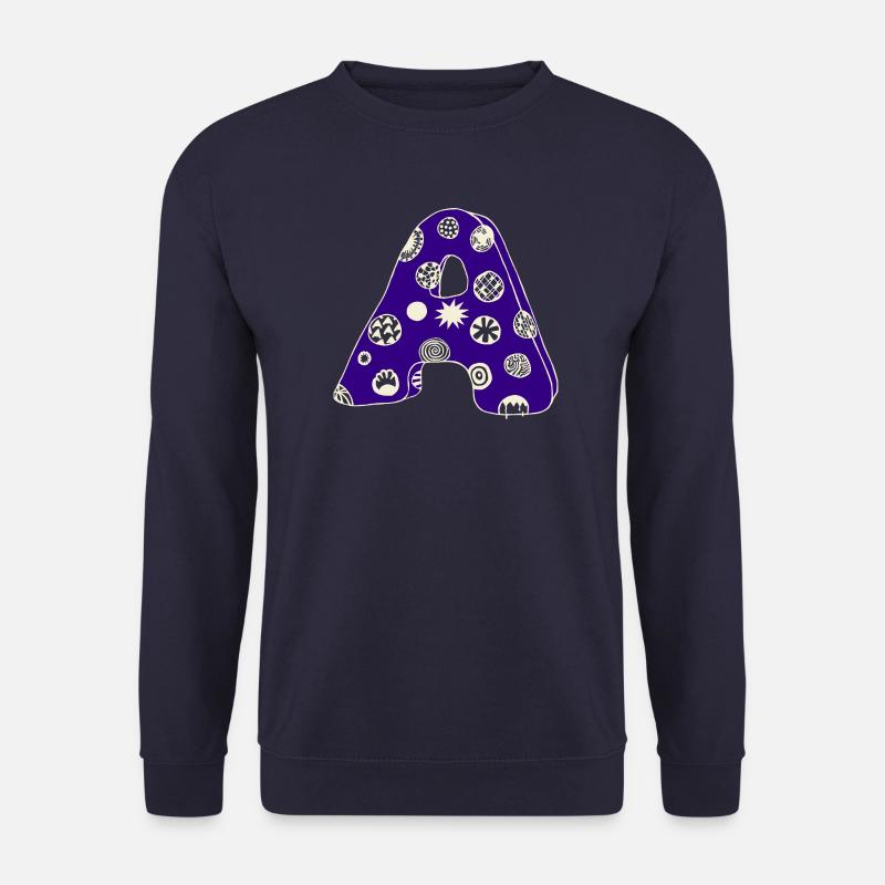 Buchstabe A mit Charakter in blau - Unisex Pullover - Navy