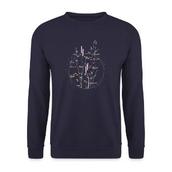 Wiesengräser – Zarte Gräser in Pastellfarben - Unisex Pullover - Navy - Vorne - Alina (178cm) & Michal (187cm)