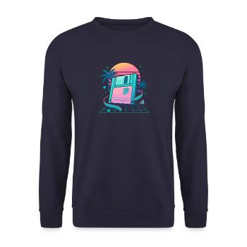 Retro Floppy Dream - Unisex Sweatshirt - navy - Front - Alina (178cm) & Michal (187cm)
