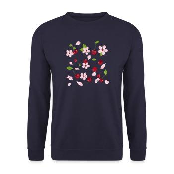 Cerisiers en fleurs et cerisiers – design romantique de la nature - Sweat-shirt Unisexe - marine - Devant - Alina (178cm) & Michal (187cm)