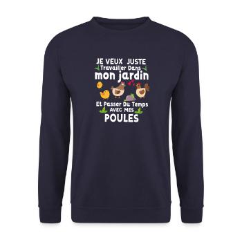 Jardin Et Poules Humour Idée Cadeau Jardinage - Sweat-shirt Unisexe - marine - Devant - Alina (178cm) & Michal (187cm)
