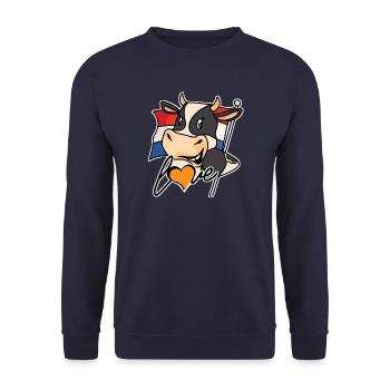 Vache avec drapeau et cœur - Sweat-shirt Unisexe - marine - Devant - Alina (178cm) & Michal (187cm)