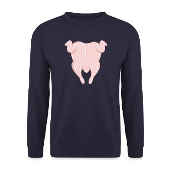 roast chicken – humorous kitchen illustration - Unisex Sweatshirt - navy - Front - Alina (178cm) & Michal (187cm)