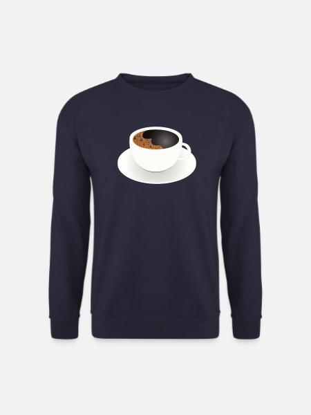 Schlichte Kaffeetasse mit schwarzem Kaffee Motiv - Unisex Pullover - Navy