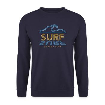 Surf Stoked Club - Surfing Wave - Unisex Sweatshirt - navy - Front - Alina (178cm) & Michal (187cm)