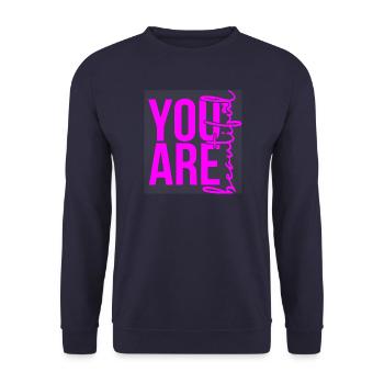 You Are Beautiful - Pink - Unisex Pullover - Navy - Vorne - Alina (178cm) & Michal (187cm)