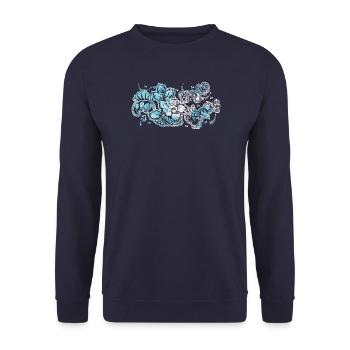 Blue Flower Pattern - Unisex Sweatshirt - navy - Front - Alina (178cm) & Michal (187cm)