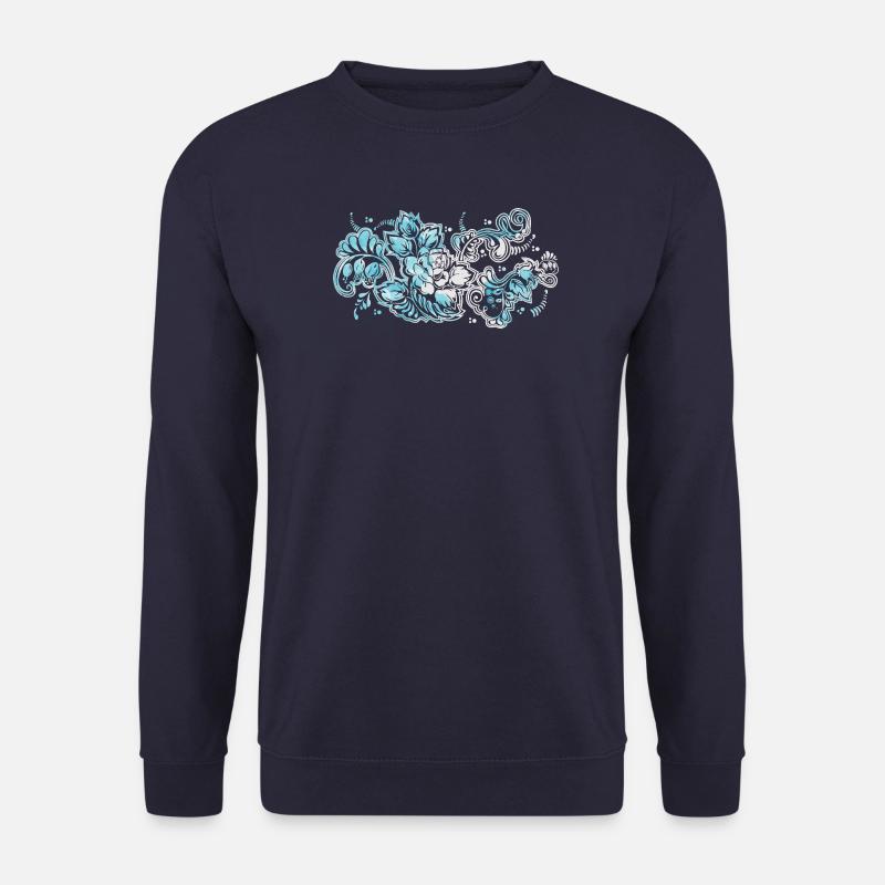 Blue Flower Pattern - Unisex Sweatshirt - navy