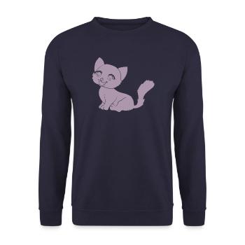 Cute Cat Cartoon Silhouette Minimalist - Unisex Sweatshirt - navy - Front - Alina (178cm) & Michal (187cm)