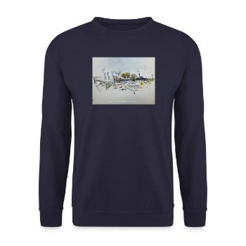 Räucherei Bornholm - Unisex Pullover - Navy - Vorne - Alina (178cm) & Michal (187cm)