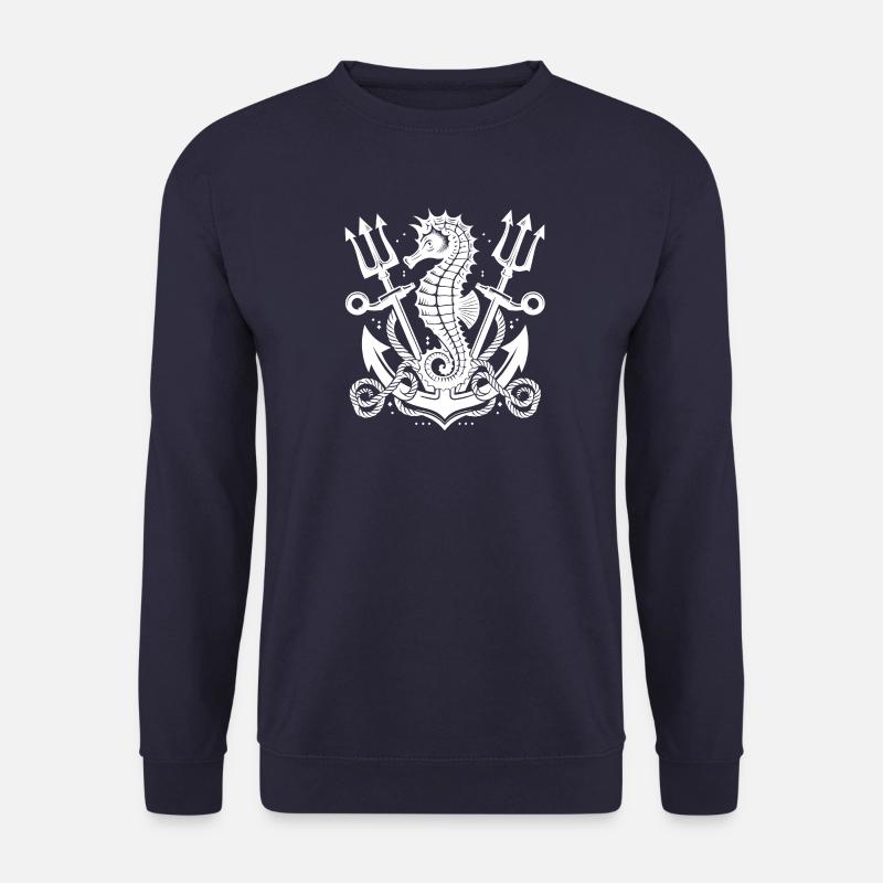 Hippocampe avec ancre et trident - Sweat-shirt Unisexe - marine