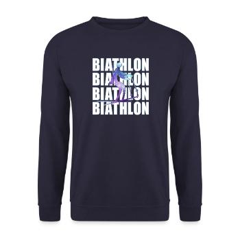 Biathlon Wintersport Biathleten - Unisex Pullover - Navy - Vorne - Alina (178cm) & Michal (187cm)