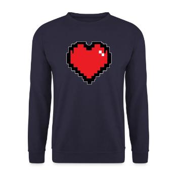 Cœur Pixel Rouge Retro - Sweat-shirt Unisexe - marine - Devant - Alina (178cm) & Michal (187cm)
