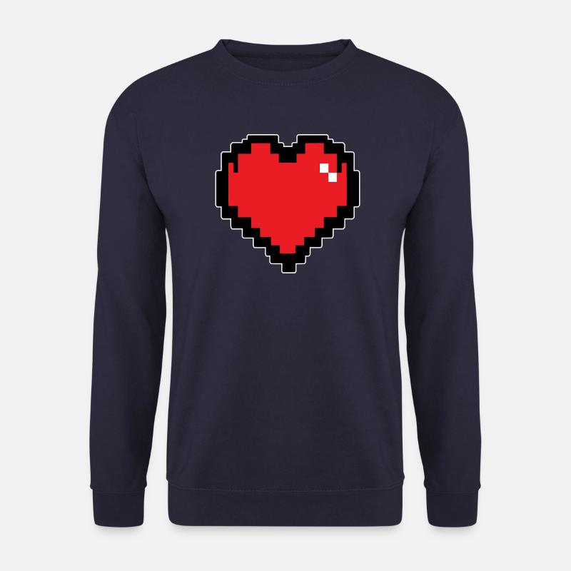 Retro Red Pixel Heart - Unisex Sweatshirt - navy