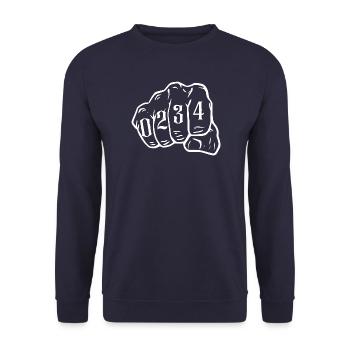 Bochum Design mit Vorwahl 0234 Ruhrpott Tasche - Unisex Pullover - Navy - Vorne - Alina (178cm) & Michal (187cm)