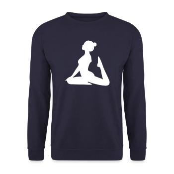 Yoga Formen Silhouetten weiß  - Unisex Pullover - Navy - Vorne - Alina (178cm) & Michal (187cm)