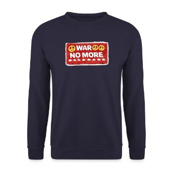 War No More – Friedenssymbole auf Rot - Unisex Pullover - Navy - Vorne - Alina (178cm) & Michal (187cm)