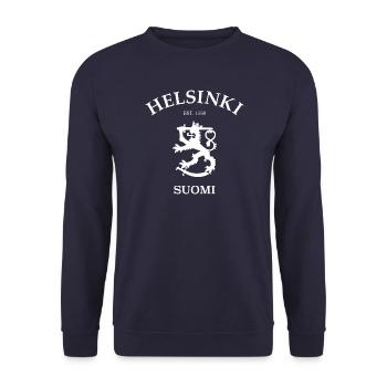 Helsinki Suomi Finland Finnland - Unisex Pullover - Navy - Vorne - Alina (178cm) & Michal (187cm)