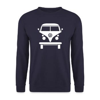 Volkswagen VW Bulli Front View White Outlines - Unisex Sweatshirt - navy - Front - Alina (178cm) & Michal (187cm)