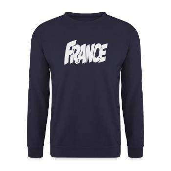 Frankreich, France Bold Comic Typography - Unisex Pullover - Navy - Vorne - Alina (178cm) & Michal (187cm)