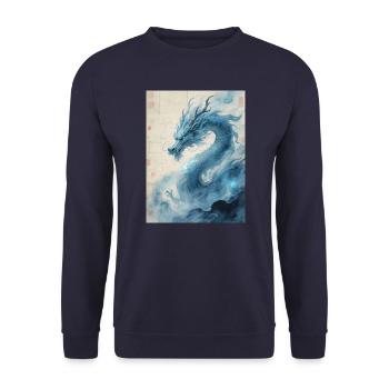 Der Erste Wind: Blauer Drache – Wiederbelebung - Unisex Pullover - Navy - Vorne - Alina (178cm) & Michal (187cm)