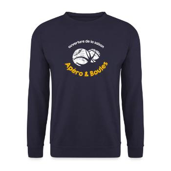 Apéro et boules - Humour Pétanque Été Bouliste - Sweat-shirt Unisexe - marine - Devant - Alina (178cm) & Michal (187cm)