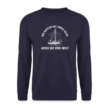 Kapitän hat immer recht außer der Wind dreht - Unisex Pullover - Navy - Vorne - Alina (178cm) & Michal (187cm)