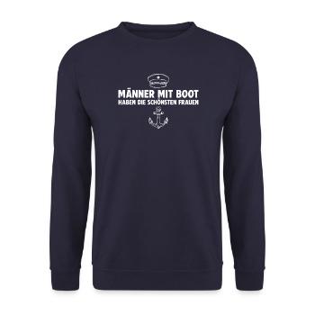 Männer mit Boot haben die schönsten Frauen - Unisex Pullover - Navy - Vorne - Alina (178cm) & Michal (187cm)
