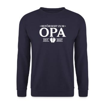 Werdender Opa 2027 Befördert zum Großvaterpng - Unisex Pullover - Navy - Vorne - Alina (178cm) & Michal (187cm)