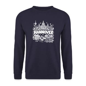 Hannover - Sehenswürdigkeiten - Niedersachsen - Unisex Pullover - Navy - Vorne - Alina (178cm) & Michal (187cm)