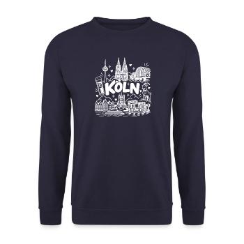 Köln - Wahrzeichen - Deutschland - Rhein - Dom - Unisex Pullover - Navy - Vorne - Alina (178cm) & Michal (187cm)